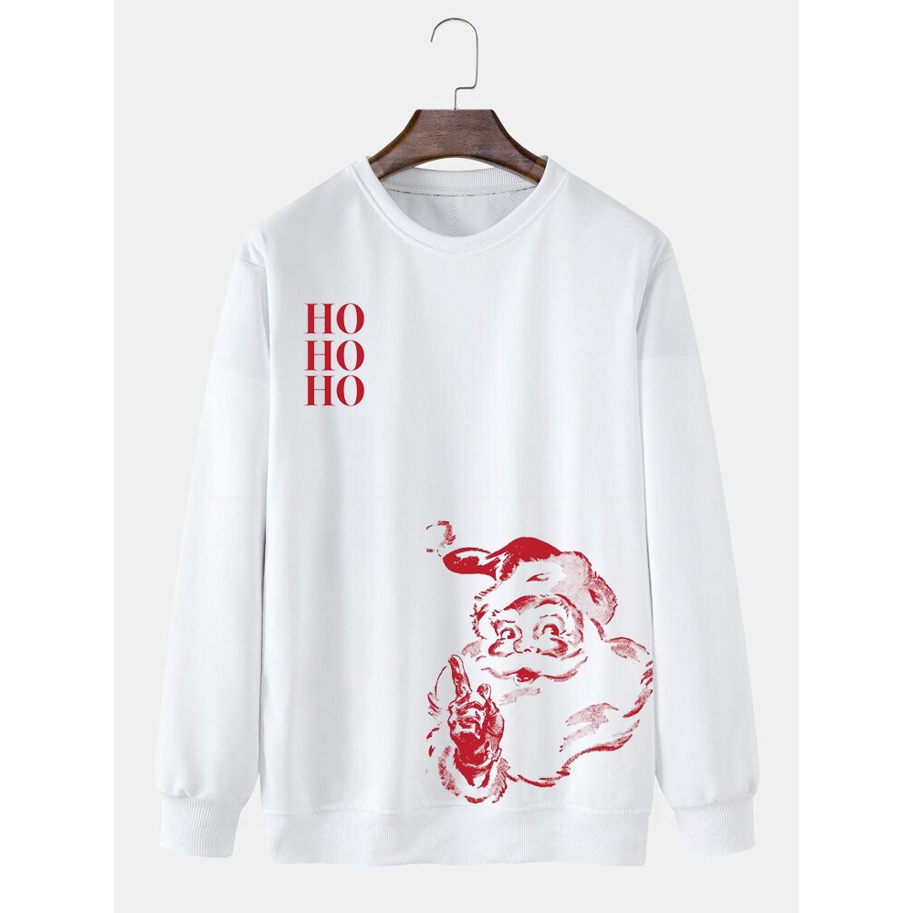 Mens Christmas Santa Claus Letter Print Crew Neck Pullover Sweatshirts Winter Mens Christmas Santa Claus Letter Print Crew Neck Pullover Sweatshirts Winter