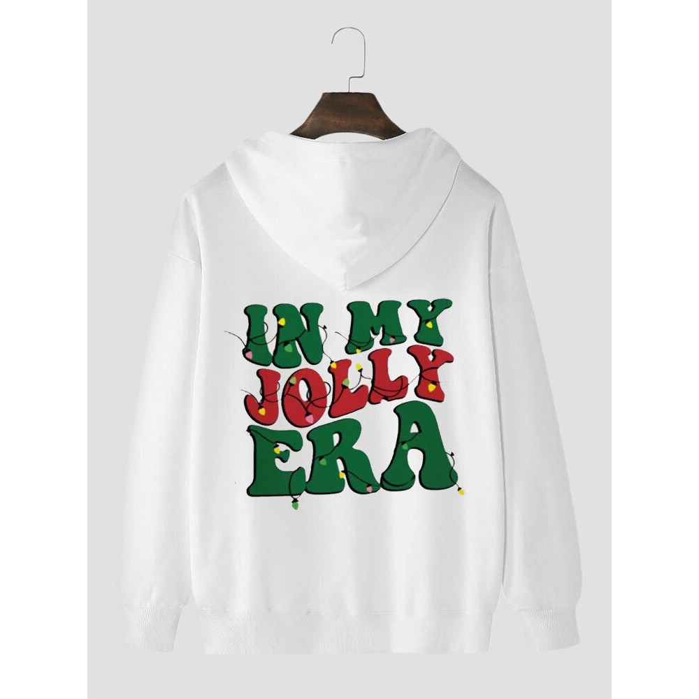 Mens Christmas Letter Back Print Kangaroo Pocket Drawstring Hoodies Winter Mens Christmas Letter Back Print Kangaroo Pocket Drawstring Hoodies Winter